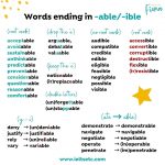 Words ending in able and ible
