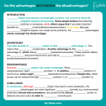 DO THE ADVANTAGES OUTWEIGH THE DISADVANTAGES essay